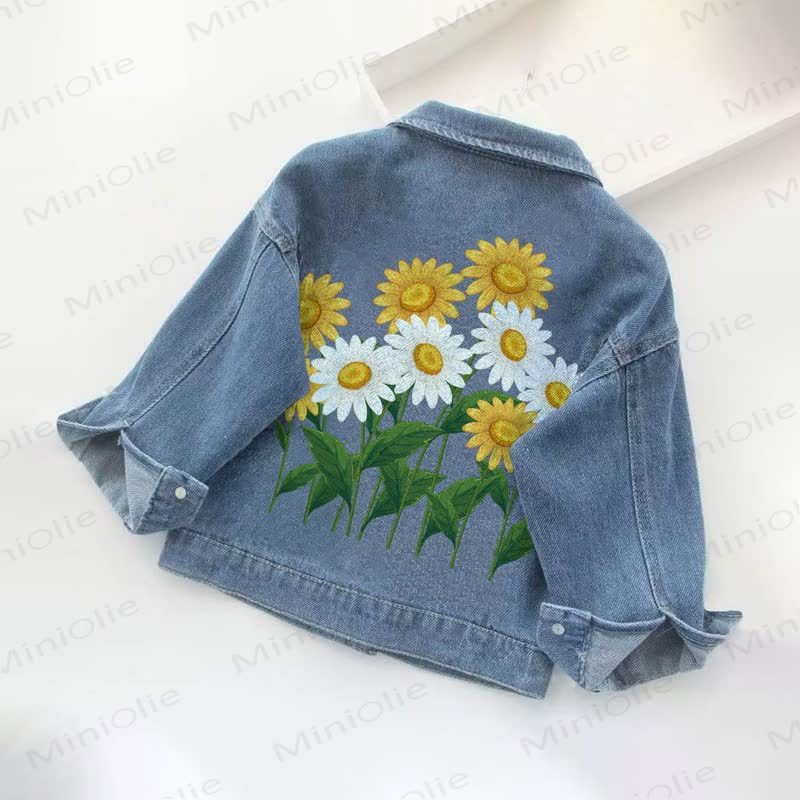 Toddler Kid Floral Print Denim Jacket - image 2