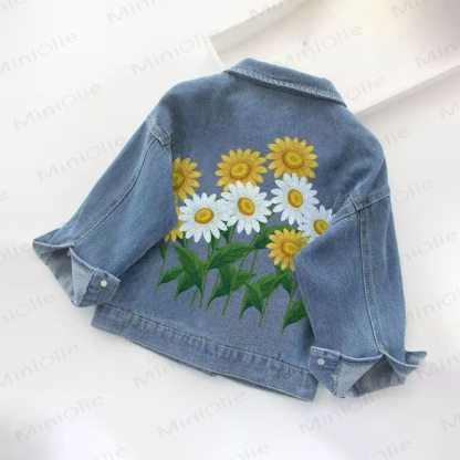 Toddler Kid Floral Print Denim Jacket - image 2
