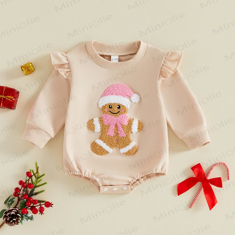 Baby Gingerbread Ruffle Bodysuit - Beige - 12-18M - image 1