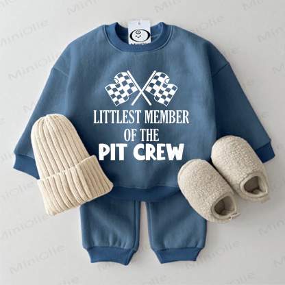 LITTLEST MEMBER OF THE PIT CREW Baby Sweatshirt 2-piece Blue Set - Blue - 2-3T - image 1