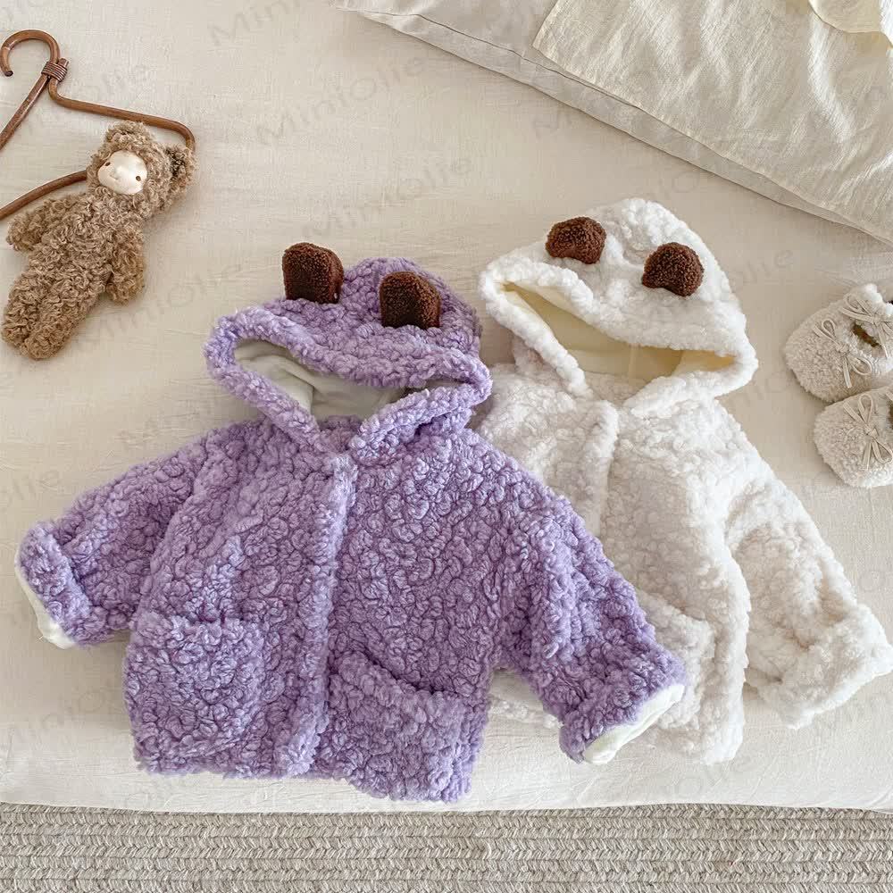 Baby Bear Ear Hooded Fleece Outerwear - image 1