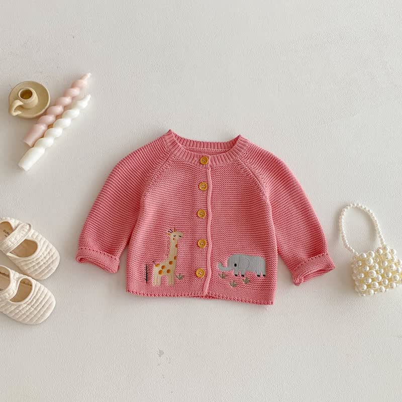 Baby Toddler Animal Knit Cardigan Sweater - Pink - 2-3T - image 5