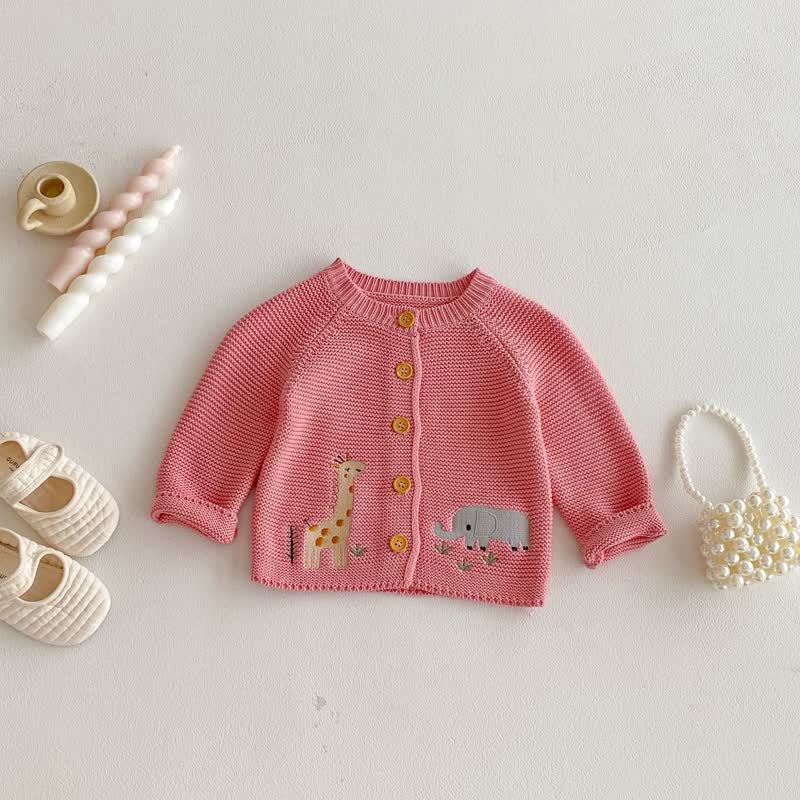 Baby Toddler Animal Knit Cardigan Sweater - Pink - 2-3T - image 5
