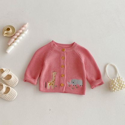 Baby Toddler Animal Knit Cardigan Sweater - Pink - 2-3T - image 5