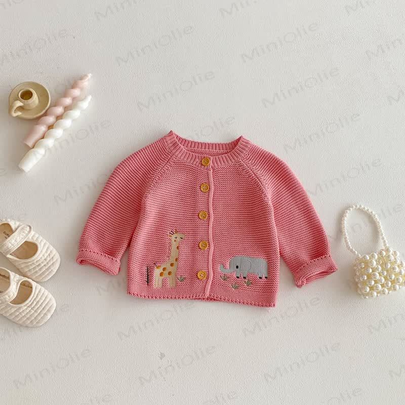 Baby Toddler Animal Knit Cardigan Sweater - Pink - 2-3T - image 5