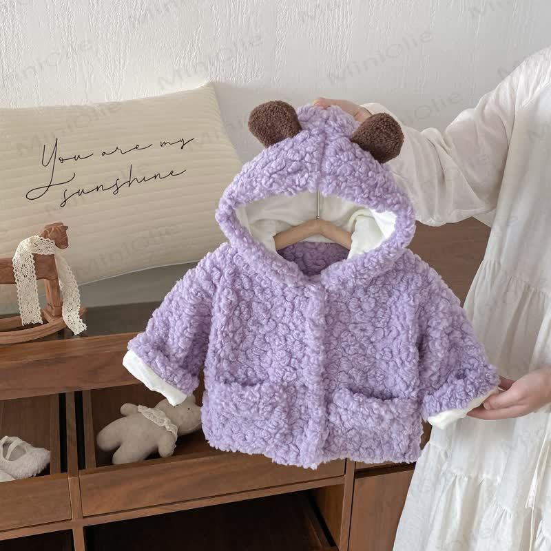 Baby Bear Ear Hooded Fleece Outerwear - Purple - 3-4T - image 4