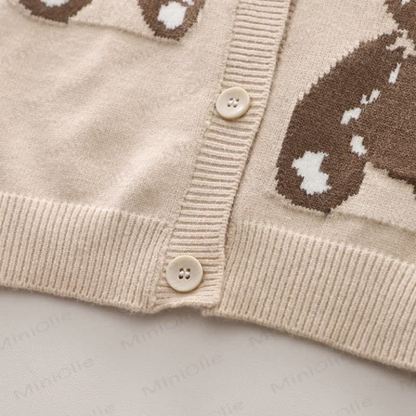 Toddler Bear Cardigan Layered Plaid Shirt and Pants 3-piece Set - image 8