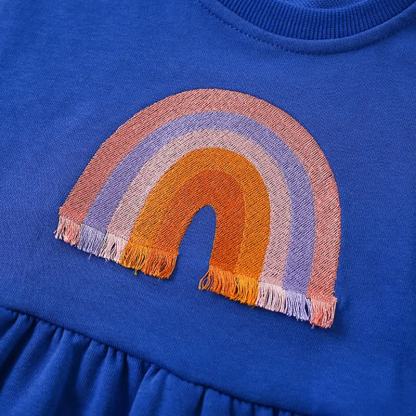 Toddler Girl Blue Rainbow Peplum Top and Leggings 2-piece Set - image 4