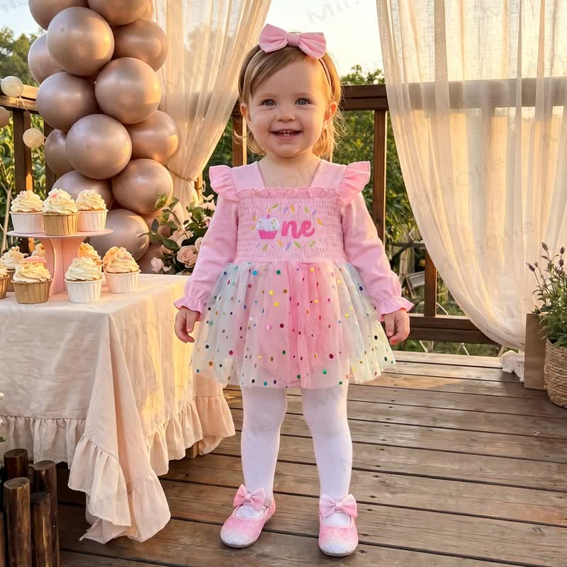 ONE Baby Tulle Birthday Skirted Bodysuit with Headband - image 14