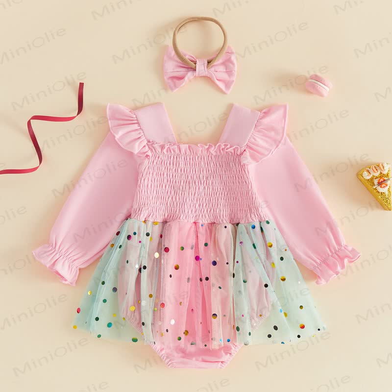 ONE Baby Tulle Birthday Skirted Bodysuit with Headband - image 6