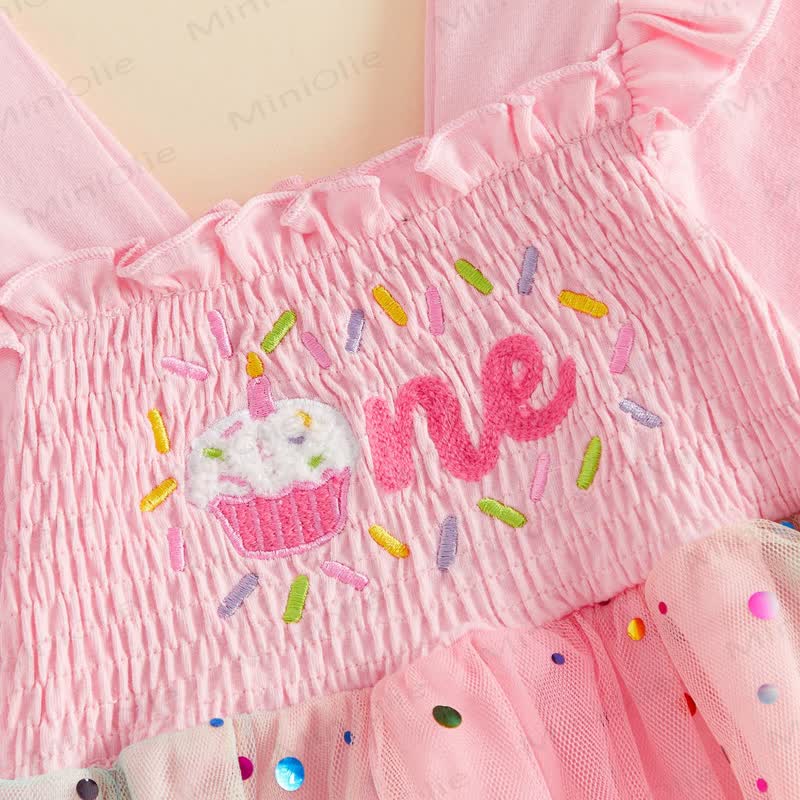 ONE Baby Tulle Birthday Skirted Bodysuit with Headband - image 8