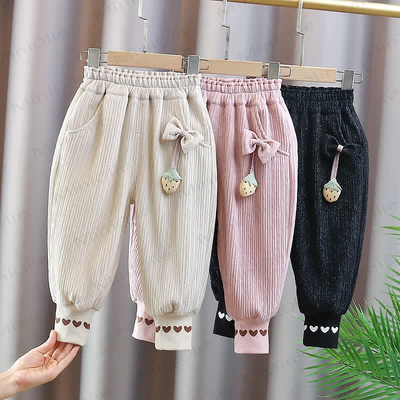 Toddler Girl Strawberry Textured Heart Cuff Jogger - image 1