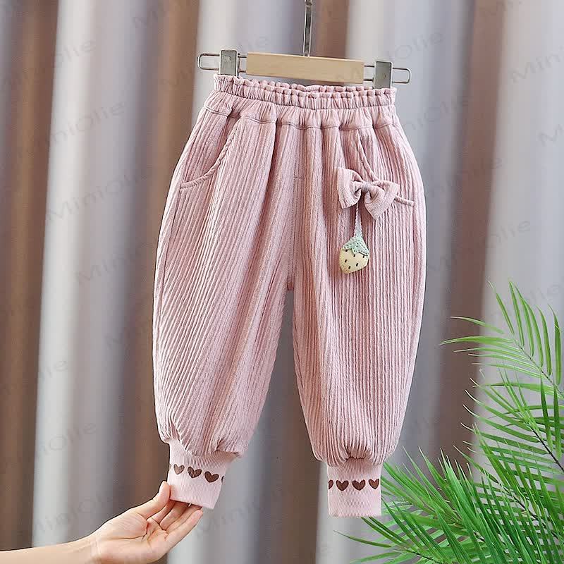 Toddler Girl Strawberry Textured Heart Cuff Jogger - Pink - 5-6T - image 4