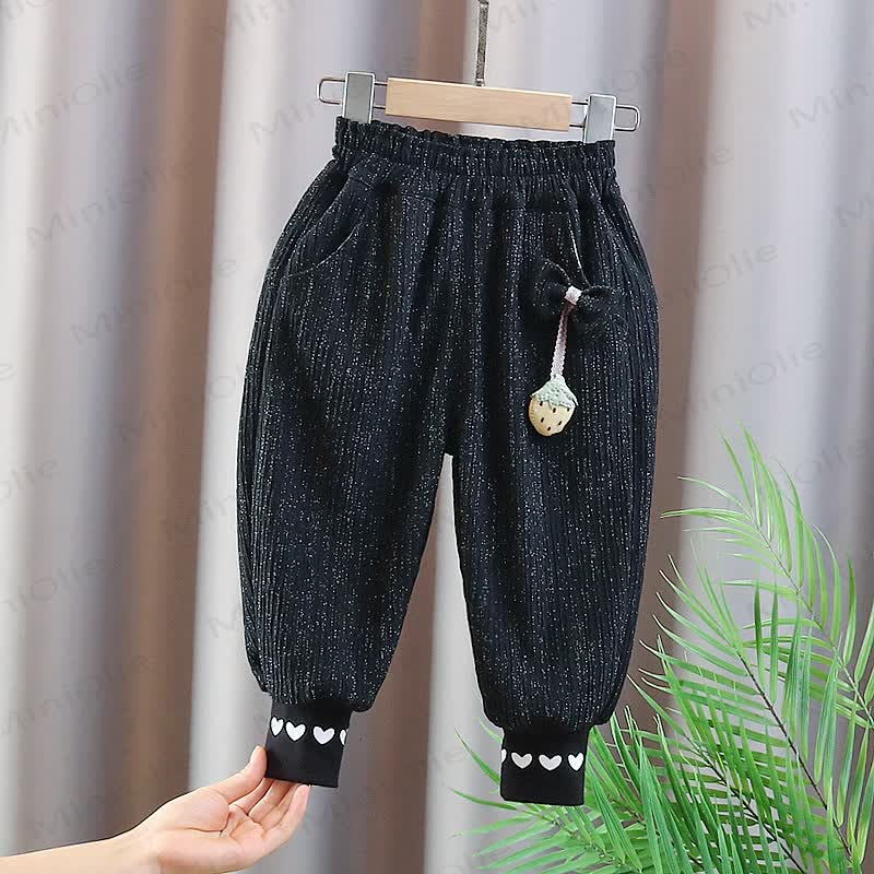 Toddler Girl Strawberry Textured Heart Cuff Jogger - Black - 5-6T - image 2