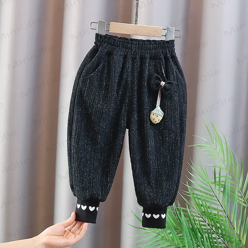 Toddler Girl Strawberry Textured Heart Cuff Jogger - Black - 5-6T - image 2