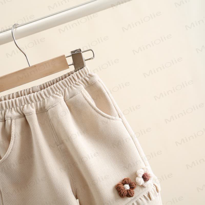 Toddler Girl Fleece Flower Ruffle Jogger - image 8