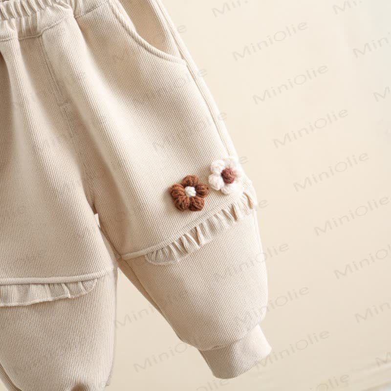 Toddler Girl Fleece Flower Ruffle Jogger - image 9