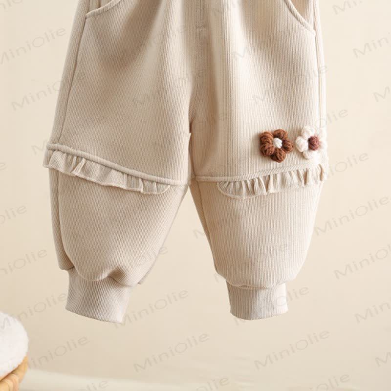 Toddler Girl Fleece Flower Ruffle Jogger - image 10