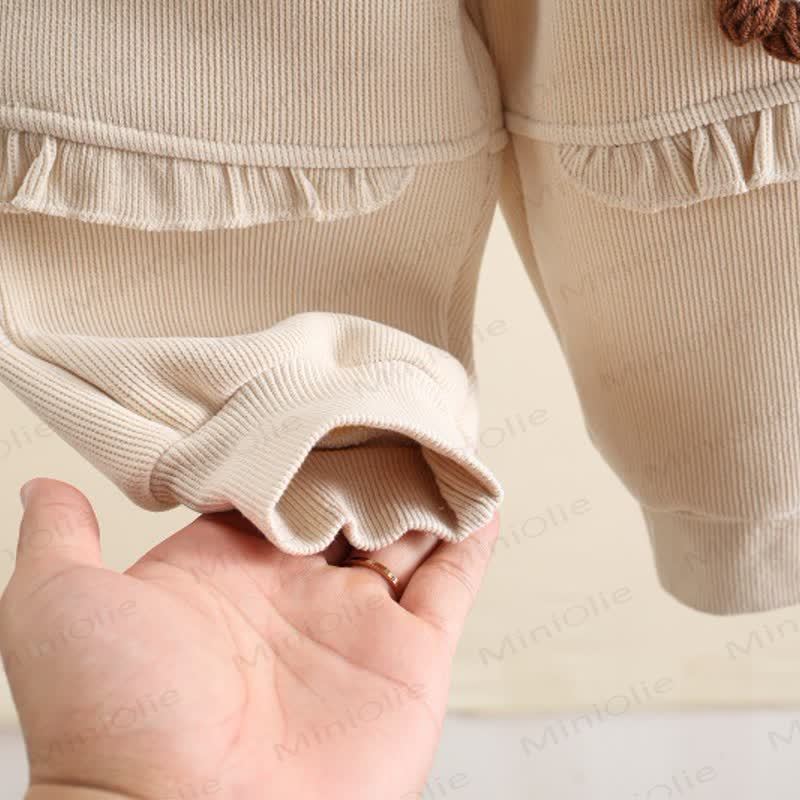 Toddler Girl Fleece Flower Ruffle Jogger - image 11