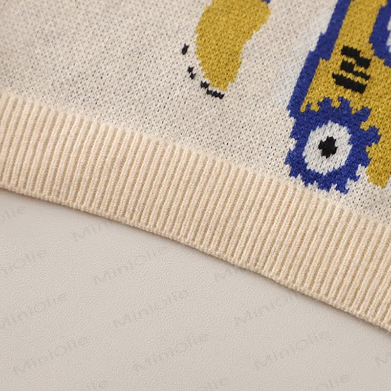 Baby Toddler Excavator Knit Denim Layered 3-piece Set - image 7