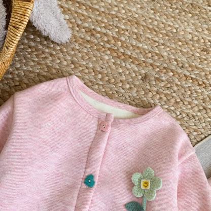 Toddler Girl Knit Fleece Floral Cardigan and Pants 2-piece Set - image 5