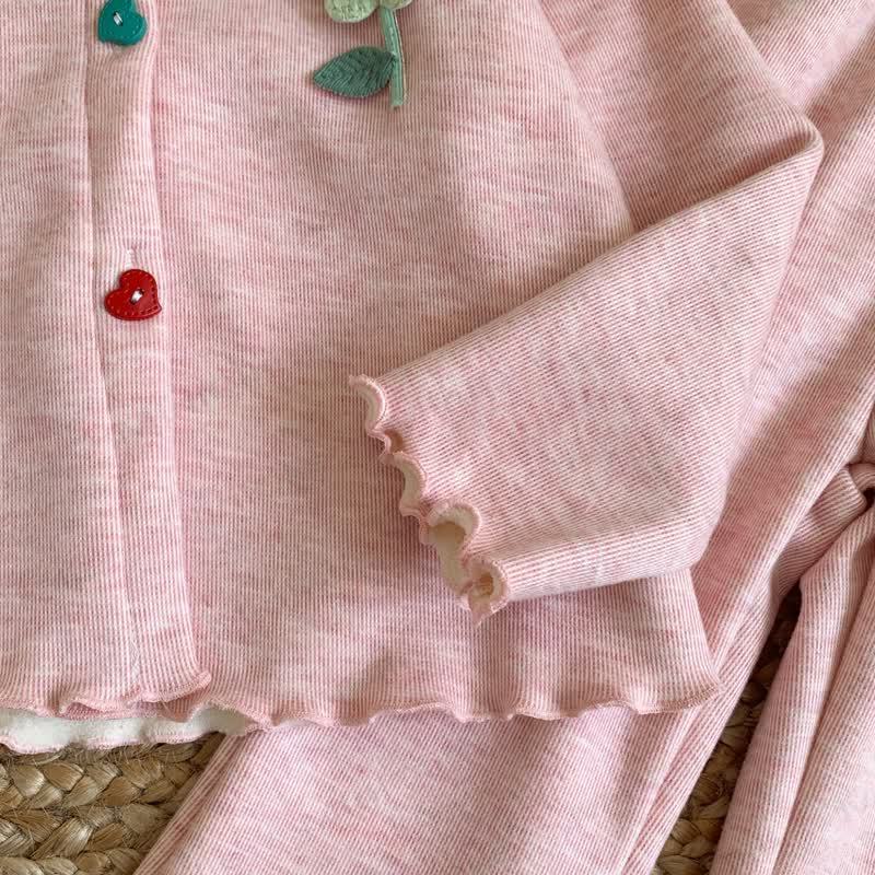 Toddler Girl Knit Fleece Floral Cardigan and Pants 2-piece Set - image 7