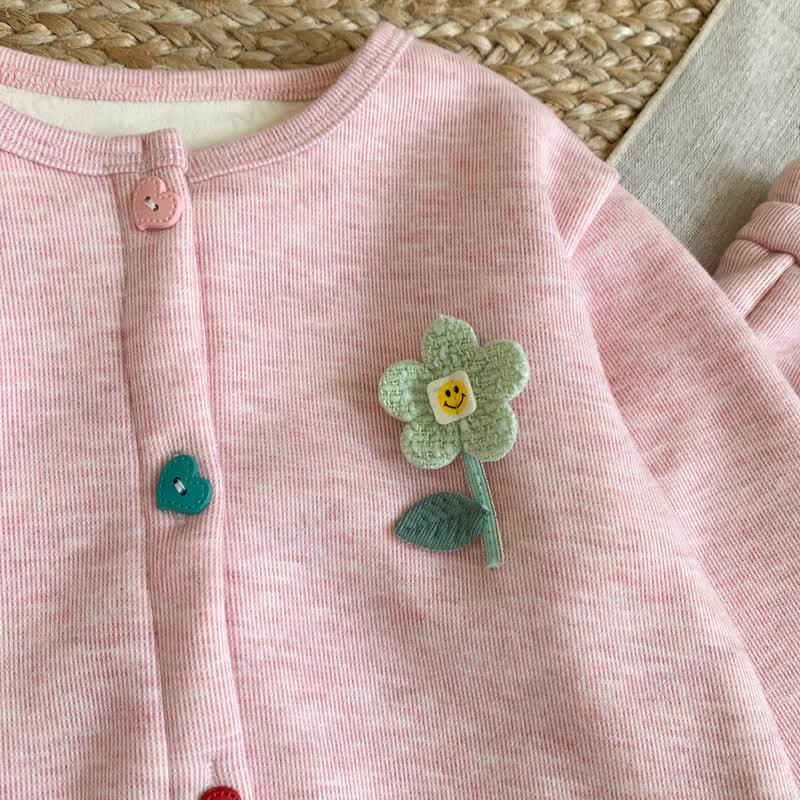 Toddler Girl Knit Fleece Floral Cardigan and Pants 2-piece Set - image 6