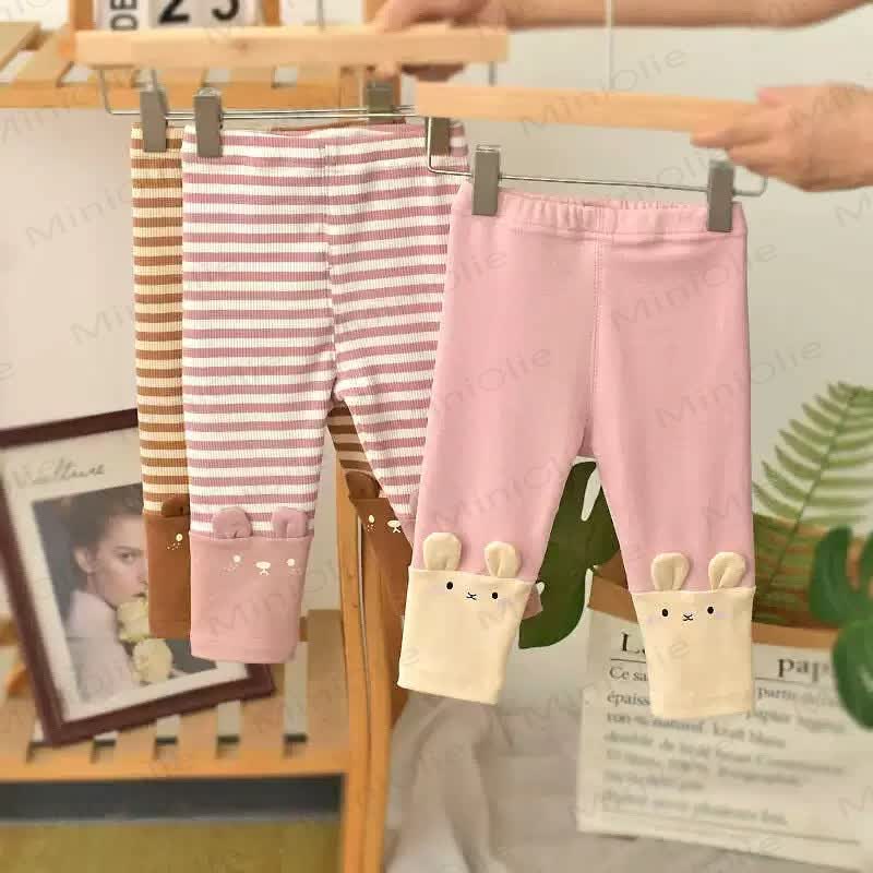 Baby Toddler Ribbed Bunny Striped Leggings - image 1