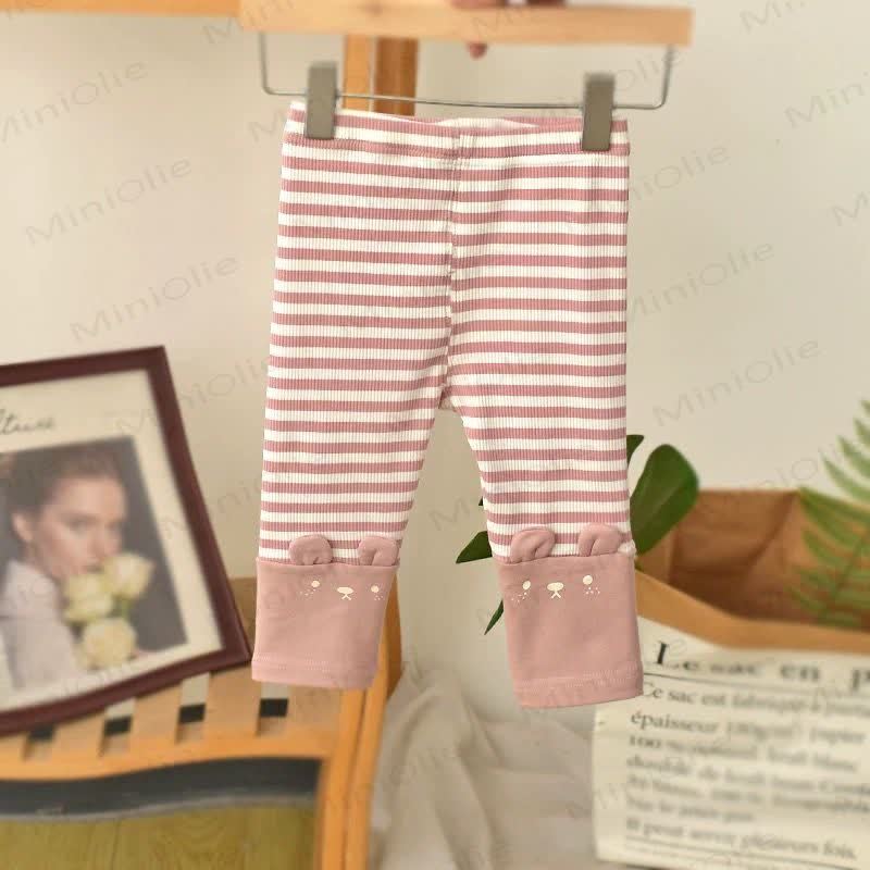Baby Toddler Ribbed Bunny Striped Leggings - Pink Stripe - 4-5T - image 5