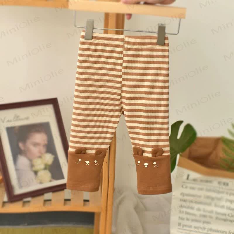 Baby Toddler Ribbed Bunny Striped Leggings - Brown Stripe - 4-5T - image 7