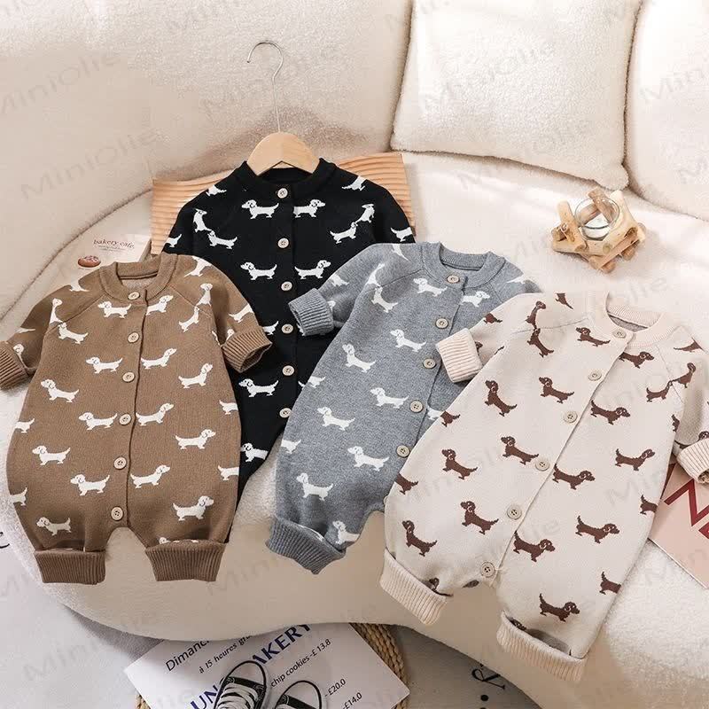 Baby Dachshund Button Front Romper - image 1