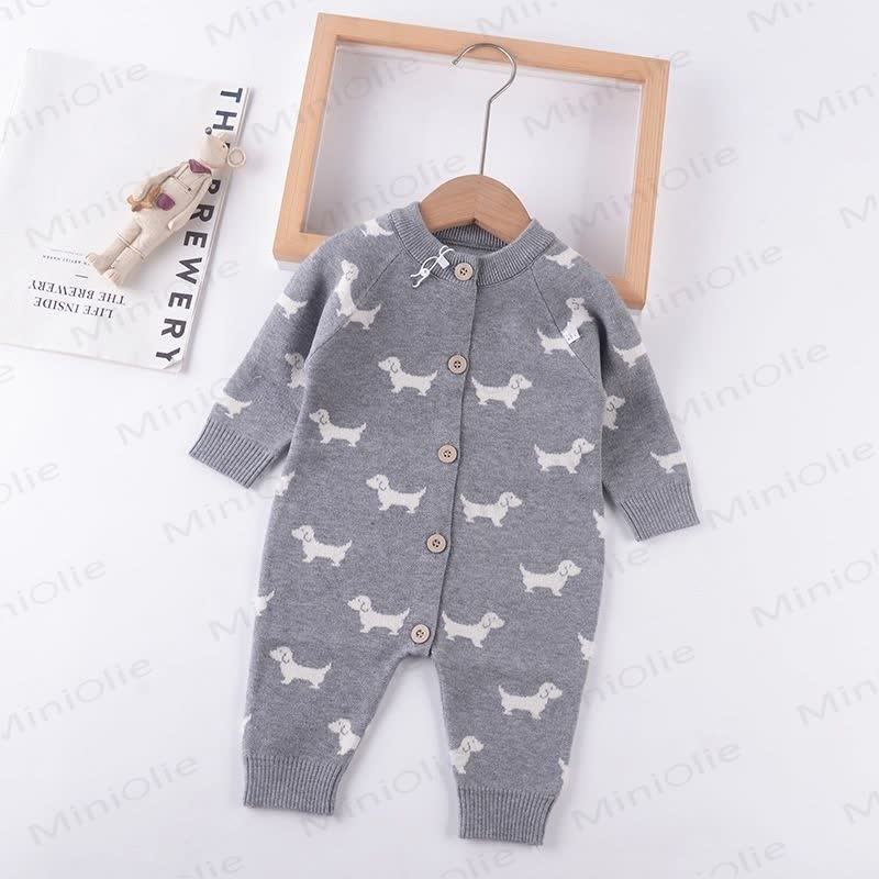 Baby Dachshund Button Front Romper - Gray - 2-3Y - image 2