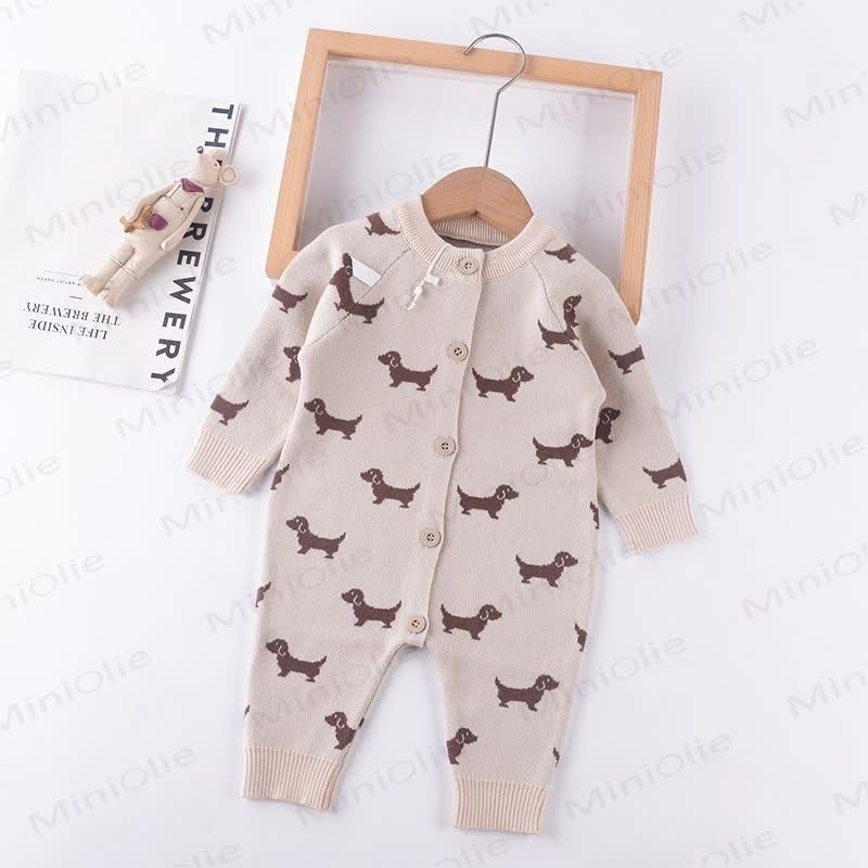 Baby Dachshund Button Front Romper - Beige - 2-3Y - image 4
