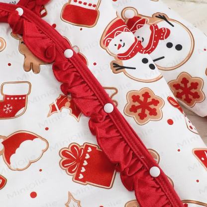 Baby Christmas Print Ruffle Front Romper with Headband - image 6