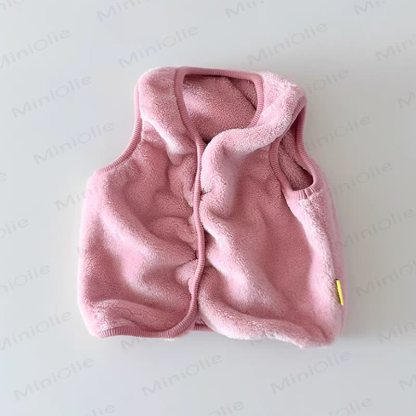 Baby Fleece Snap Front Vest - Pink - 18-24M - image 2