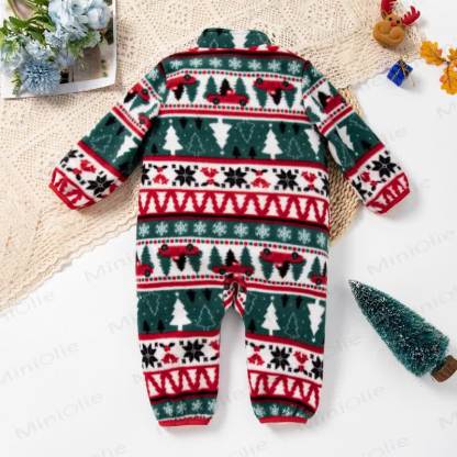 Baby Christmas Fleece Half Zip Romper - image 3