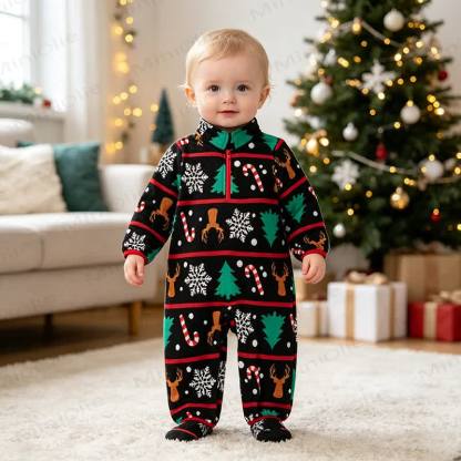 Baby Christmas Fleece Half Zip Romper - image 6