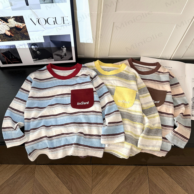 Toddler Contrast Collar Striped Long Sleeve T-Shirt - image 1