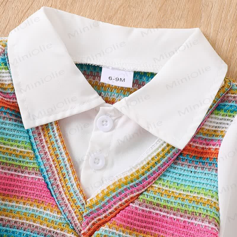 Baby Colorful Striped Knit Vest and Denim 3-piece Set - image 3