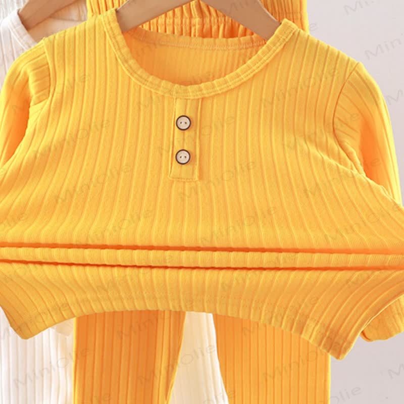 Toddler Kid Solid Color Knit Henley Lounge 2-piece Set - image 9