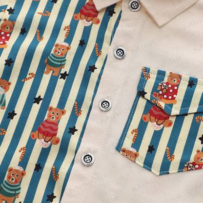 Toddler Baby Cartoon Bear Stripe Collared Shirt and Jogger 2-piece Set - image 7