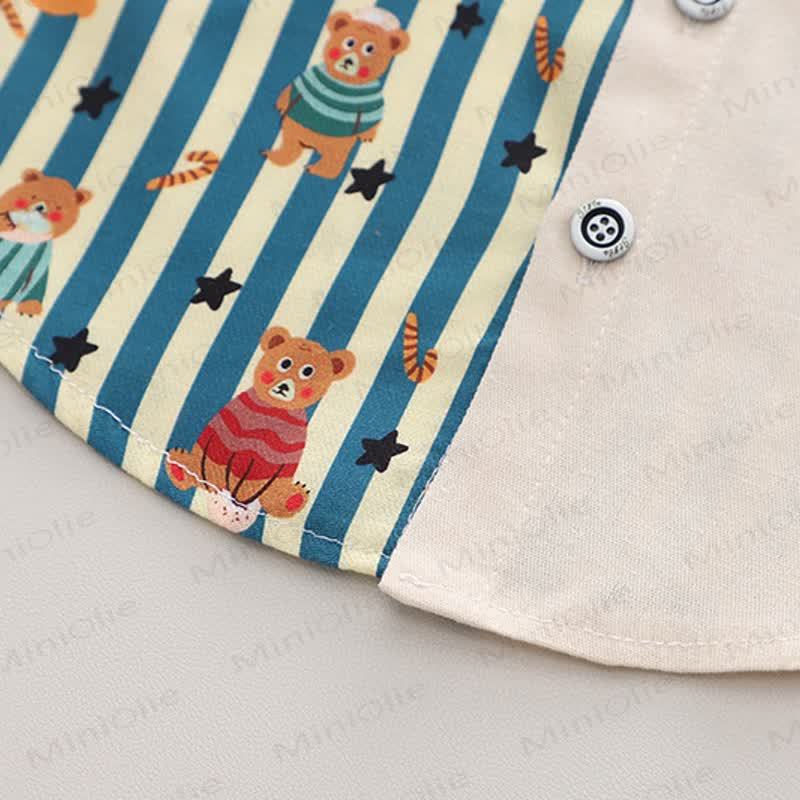 Toddler Baby Cartoon Bear Stripe Collared Shirt and Jogger 2-piece Set - image 9