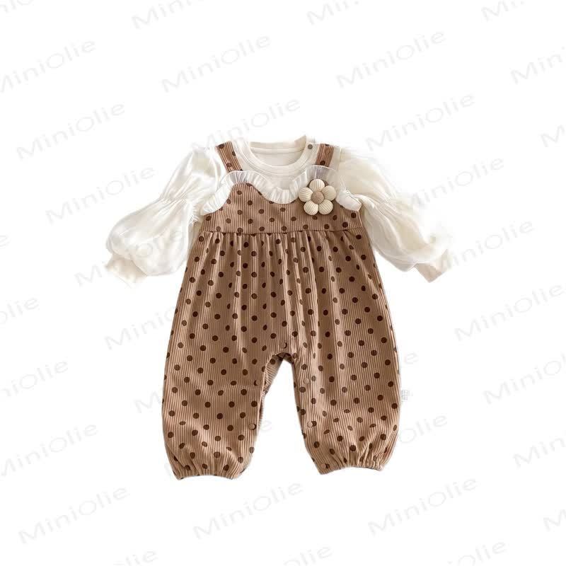 Baby Polka Dot Flower Fake 2pcs Romper - image 11