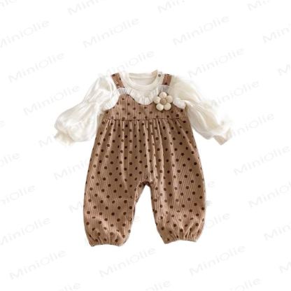 Baby Polka Dot Flower Fake 2pcs Romper - image 11