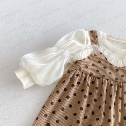 Baby Polka Dot Flower Fake 2pcs Romper - image 6