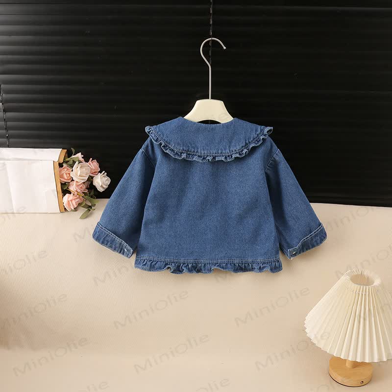 Baby Toddler Ruffle Collar Cat Pocket Denim Jacket - image 2