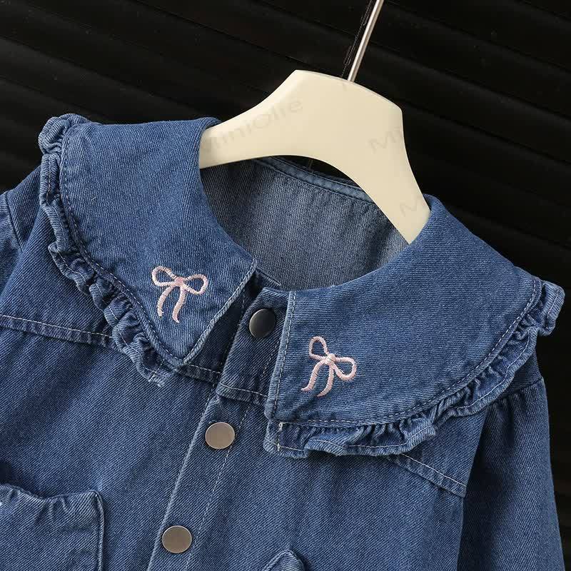 Baby Toddler Ruffle Collar Cat Pocket Denim Jacket - image 3