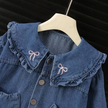 Baby Toddler Ruffle Collar Cat Pocket Denim Jacket - image 3