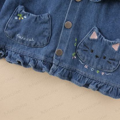 Baby Toddler Ruffle Collar Cat Pocket Denim Jacket - image 4