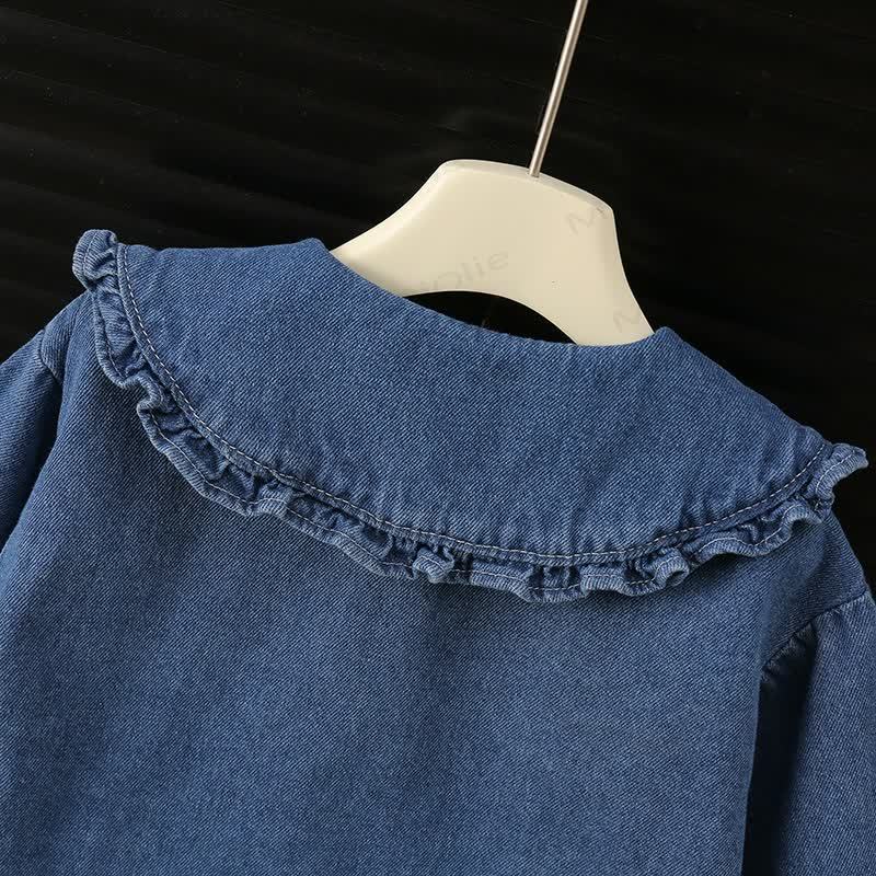 Baby Toddler Ruffle Collar Cat Pocket Denim Jacket - image 6